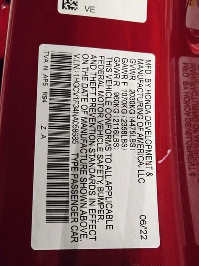 2022 Honda Accord Sedan Sport