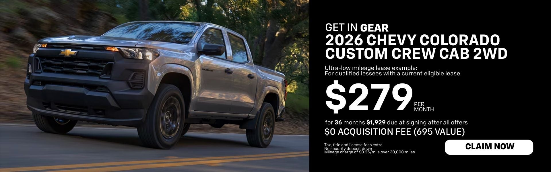 2026 Chevy Colorado Custom Crew Cab 2 WD Lease $279